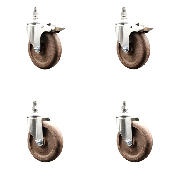 Service Caster 5 Inch 316SS High Temp Glass Filled Nylon 1/2 Inch Stem Caster Lock Brake, 2PK SS316TSTTL20S514-GFNSHT-121315-2-S2 - main